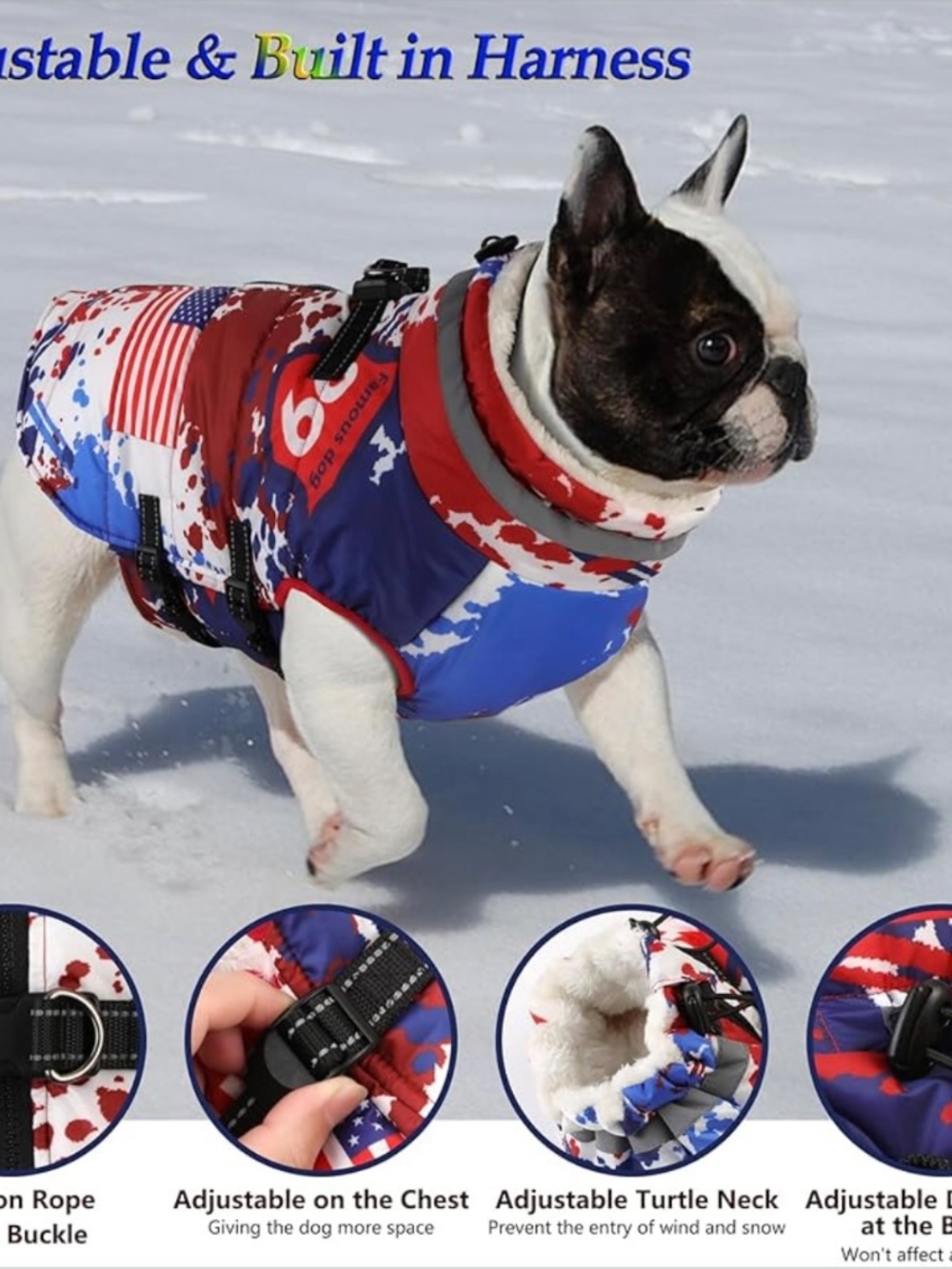 Dogcheer Patriotic Dog Coat w/ Harness Medium 🇺🇸🐾 - Picture 10 of 16